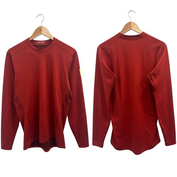 Arc’teryx Brick Red Thermo Fleece Long Sleeve Tee Base Layer Thermal Gorpcore - Picture 1 of 8